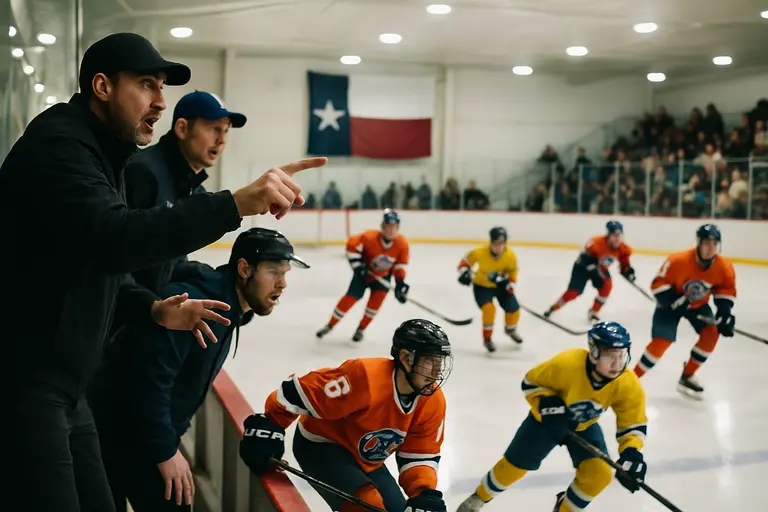 A hockey arena concept in a large Texas city with fans entering before a game